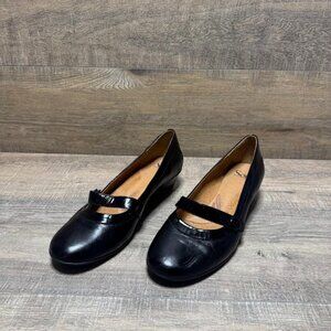Sofft Black Leather Mary Jane Low Heel Shoes  Women's Size 11